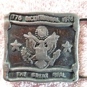 Vintage The Great Seal Bicentennial Brass belt buckle